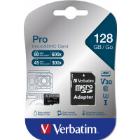 Verbatim Pro, 128 GB, MicroSDXC, Klasse 10, UHS-I, 90...