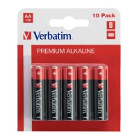 Verbatim AA-Alkalibatterien, Einwegbatterie, AA, Alkali, 1,5 V, 10 Stück(e), Schwarz, Rot