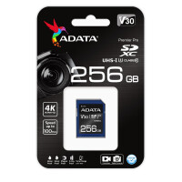 ADATA ASDX256GUI3V30S-R, 256 GB, SDXC, Klasse 10, UHS-I,...