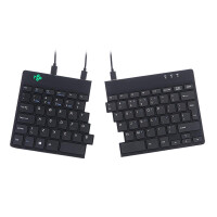 R-Go Tools Split Ergonomische Tastatur R-Go Break mit Pausensoftware, ergonomische geteilte Tastatur, QWERTY (US), Kabelgebunden, Schwarz, Mini, Kabelgebunden, USB, QWERTY, Schwarz