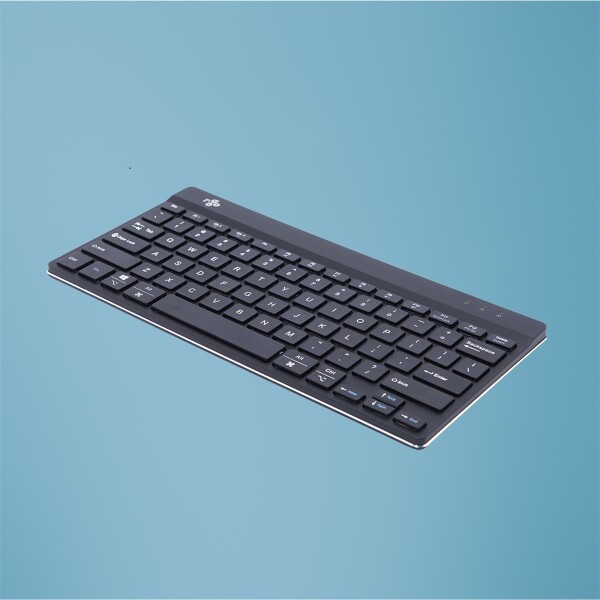R-Go Ergonomische Tastatur R-Go Compact Break - kompakte Tastatur mit Pausensoftware - QWERTY (US) - Bluetooth - Schwarz - 75% - Kabellos - Bluetooth - Membran Key Switch - QWERTY - Schwarz