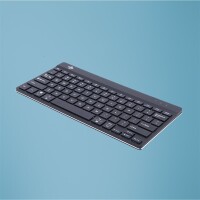 R-Go Ergonomische Tastatur R-Go Compact Break - kompakte Tastatur mit Pausensoftware - QWERTY (US) - Bluetooth - Schwarz - 75% - Kabellos - Bluetooth - Membran Key Switch - QWERTY - Schwarz