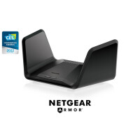 Netgear Nighthawk RAXE300, Wi-Fi 6 (802.11ax), Tri-Band (2,4 GHz / 5 GHz / 5 GHz), Eingebauter Ethernet-Anschluss, Schwarz, Tragbarer Router