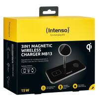 Intenso MB13, Drinnen, USB, Kabelloses Aufladen, 1,5 m, Schwarz