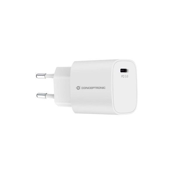 Conceptronic 1-Port 20W USB-C PD-Ladegerät, Drinnen, AC, 12 V, Weiß