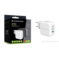 Conceptronic 4-Port 100W GaN USB-PD-Ladegerät mit USB-C-Ladekabel, USB-C x 3, USB-A x 1, QC 3.0, PPS, Drinnen, AC, 20 V, 1,5 m, Weiß