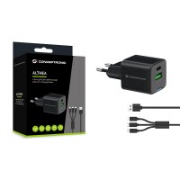 Conceptronic Ladegerät 2Port 33W 1xUSB-C 1xUSB-a+3-in-1 sw