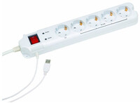 Gembird PCW-MS2G - 5 AC-Ausgänge - 250 V - 50 - 60 Hz - 4,5 A - 6000 V - Weiß