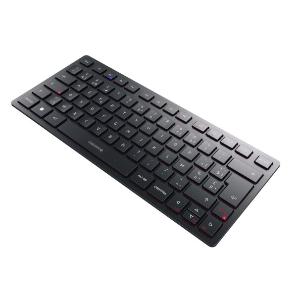 Cherry KW 9200 MINI, 75%, Verkabelt & Kabellos, USB + RF Wireless + Bluetooth, Scherenschalter, AZERTY, Schwarz