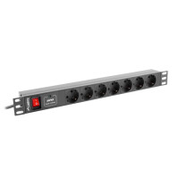 Lanberg PDU-07F-0200-BK, 1U, Horizontal, Schwarz, 7 AC-Ausgänge, Typ F, Aktivität