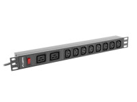 Lanberg PDU-02I1908I-0200-C20-BK - 1U - Einphasig - Aluminium - Schwarz - 10 AC-Ausgänge - C20-Koppler