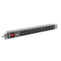 Lanberg PDU-10I-0200-IEC-BK, 1U, Horizontal, Schwarz, 10...