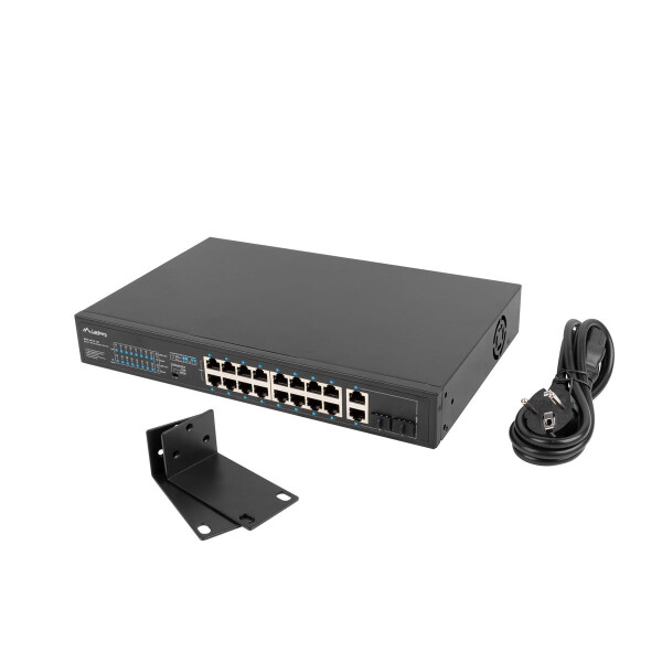 Lanberg RSFE-16P-2C-150, Unmanaged, Gigabit Ethernet (10/100/1000), Power over Ethernet (PoE), Rack-Einbau, 1U