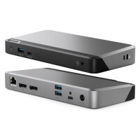 Alogic DUPRMX2-100 - Kabelgebunden - USB 3.2 Gen 1 (3.1 Gen 1) Type-C - 135 W - 3,5 mm - 1000 Mbit/s - Grau - Schwarz