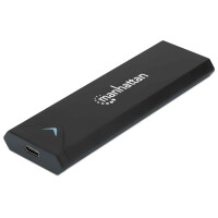 Manhattan M.2 NVMe SSD-Festplattengehäuse, USB 3.2 Gen 2, USB-C-Buchsenanschluss für bis zu 10 Gbit/s, UASP-konform, Aluminium, schwarz, SSD-Gehäuse, M.2, M.2, 10 Gbit/s, USB Anschluss, Schwarz