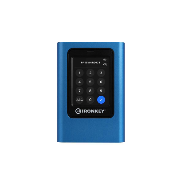 Kingston IronKey 960GB Vault Privacy 80 XTS-AES 256-bit Verschlüsselte externe SSD, 960 GB, USB Typ-C, 3.2 Gen 1 (3.1 Gen 1), 250 MB/s, Passwortschutz, Blau