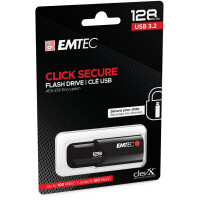 EMTEC B120 Click Secure, 128 GB, USB Typ-A, 3.2 Gen 2 (3.1 Gen 2), 100 MB/s, Dia, Schwarz