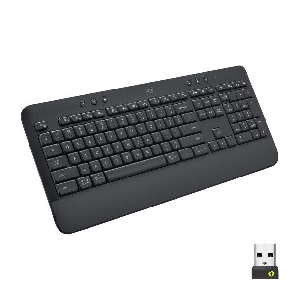 Logitech Signature K650, Volle Größe (100%), Kabellos, Bluetooth, Membran Key Switch, QWERTZ, Graphit