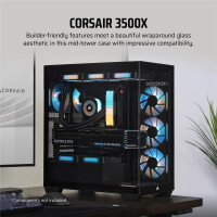 Corsair 3500X, Midi Tower, PC, Schwarz, EATX, Gaming, 17 cm