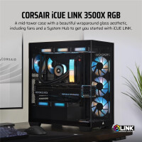 Corsair iCUE LINK 3500X RGB, Midi Tower, PC, Schwarz, EATX, Gaming, Multi