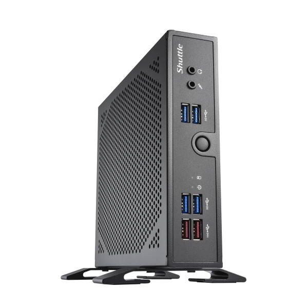 Shuttle XPC slim Barebone DS50U, Intel Celeron 7305, 2x LAN (1x 2.5Gbit ,1x 1Gbit), 1xCOM,1xHDMI,1xDP, 1x VGA, lüfterlos, 24/7 Dauerbetrieb, 1,3L Größe PC, Mini-PC Barebone, DDR5-SDRAM, PCI Express, Serial ATA III, Ethernet/LAN, 90 W