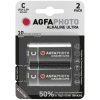 AgfaPhoto 110-851839, Einwegbatterie, C, Alkali, 1,5 V, 2 Stück(e), Grau, Rot, Weiß