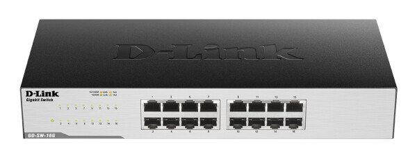 D-Link GO-SW-16G - Unmanaged - L2 - Gigabit Ethernet (10/100/1000) - Vollduplex - Rack-Einbau - 1U