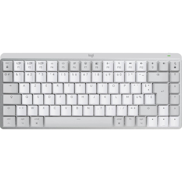 Logitech MX Mini Mechanical for Mac, Kabellos, Bluetooth, Mechanischer Switch, AZERTY, LED, Grau, Weiß