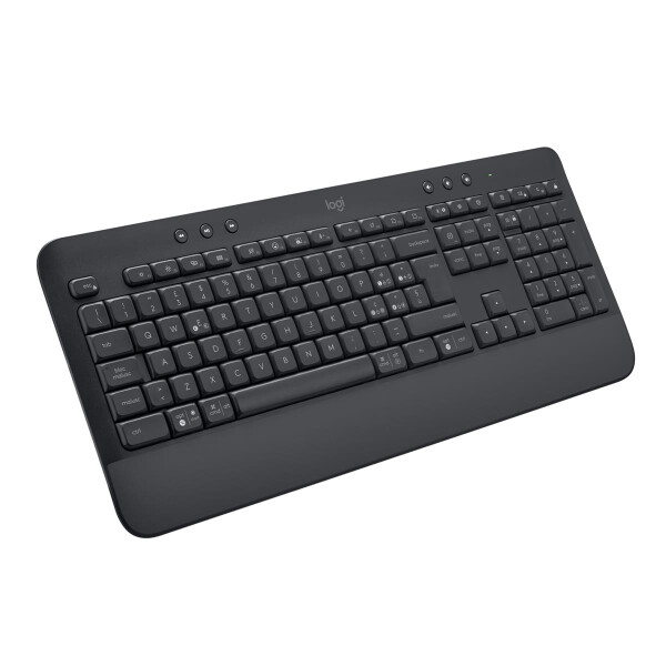 Logitech Signature K650, Volle Größe (100%), Kabellos, Bluetooth, Membran Key Switch, QWERTY, Graphit