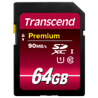 Transcend TS64GSDU1, 64 GB, SDXC, Klasse 10, NAND, 90 MB/s, Class 1 (U1)