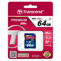 Transcend TS64GSDU1, 64 GB, SDXC, Klasse 10, NAND, 90 MB/s, Class 1 (U1)