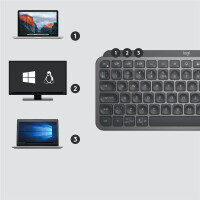 Logitech MX Keys Mini for Business, Kabellos, RF Wireless + Bluetooth, Scherenschalter, QWERTZ, LED, Graphit