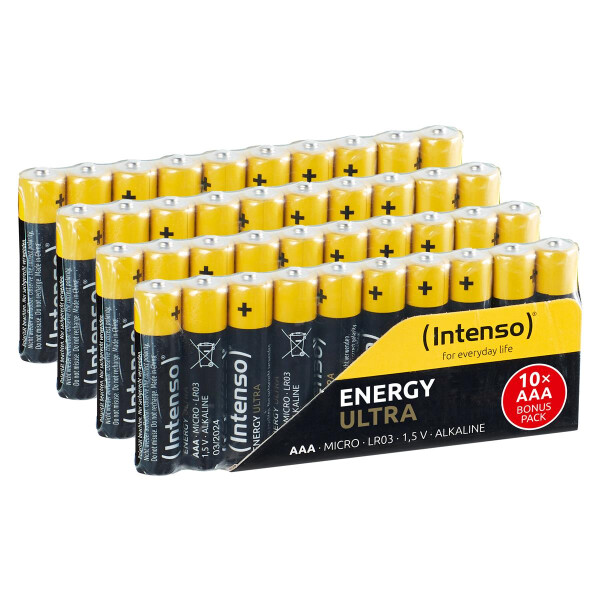 Intenso 7501510 - Energy Ultra Alkaline Batterie AAA Micro 40er-Pack - Batterie, Einwegbatterie, AAA, Alkali, 1,5 V, 40 Stück(e), 1250 mAh