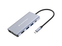 Conceptronic Dock USB-C->HDMI 2xUSB-A GbE 100WPD+ 25cm gr