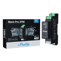 Shelly Qubino Wave Pro 2PM, Intelligentes Relais, Schwarz, Kunststoff, 25 mW, 40 m, 2 Kanäle