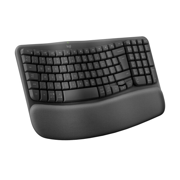 Logitech Wave Keys, Volle Größe (100%), Kabellos, RF Wireless + Bluetooth, Membran Key Switch, AZERTY, Graphit