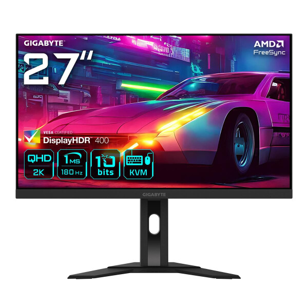 Gigabyte M27QA 27” QHD-Gaming-Monitor - 2560 x 1440 (QHD), 180Hz, 1ms, 350 cd/m², FreeSync Premium, HDR ready, HDMI 2.1, DisplayPort 1.4, 68,6 cm (27"), 2560 x 1440 Pixel, Quad HD, LED, Schwarz