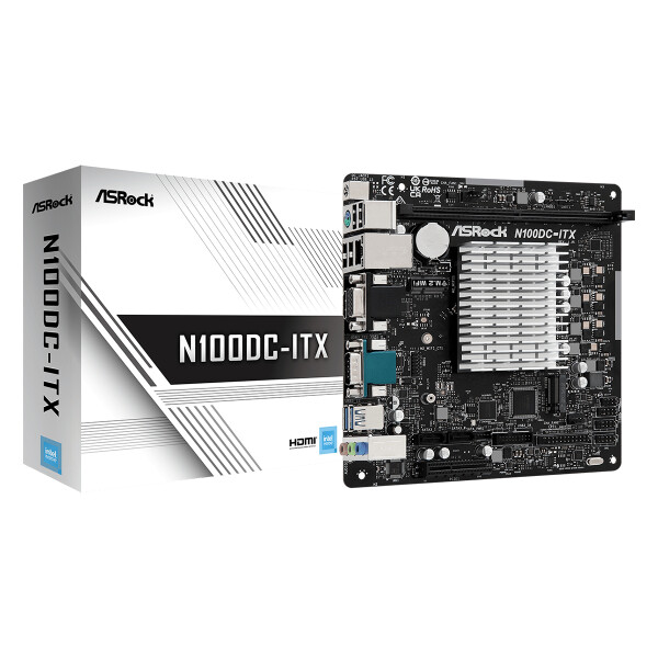 ASRock N100DC-ITX, Intel, NA (integrated CPU), N100, DDR4-SDRAM, 32 GB, DIMM