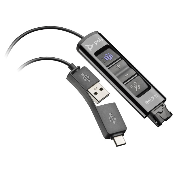 HP POLY DA85-M USB-zu-QD-Adapter, Schnittstellenadapter, 30 g, Schwarz