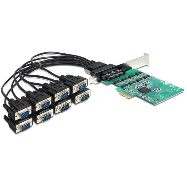 Delock 89336, PCIe, Seriell, RS-232, Schwarz, Grün, Silber, 0,0009216 Gbit/s, 256 B