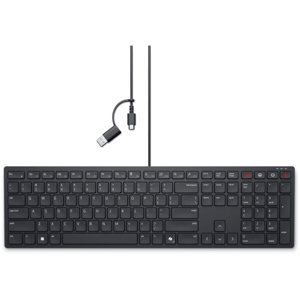 Dell KB525C, Volle Größe (100%), Kabelgebunden, USB, Plunger key switch, QWERTZ, Schwarz