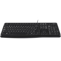 Logitech K120 Corded Keyboard, Volle Größe (100%), Kabelgebunden, USB, QWERTY, Schwarz