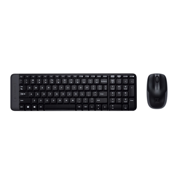 Logitech Wireless Combo MK220, Volle Größe (100%), Kabellos, USB, Schwarz, Maus enthalten