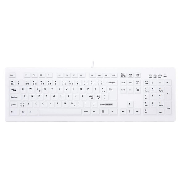 Cherry AK-C8100F-UVS-W/NOR, Kabelgebunden, USB, Membran Key Switch, QWERTY, Weiß