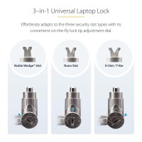 StarTech.com 3-in-1 Laptop Lock Compatible w/Noble Wedge/Nano/K-Slot