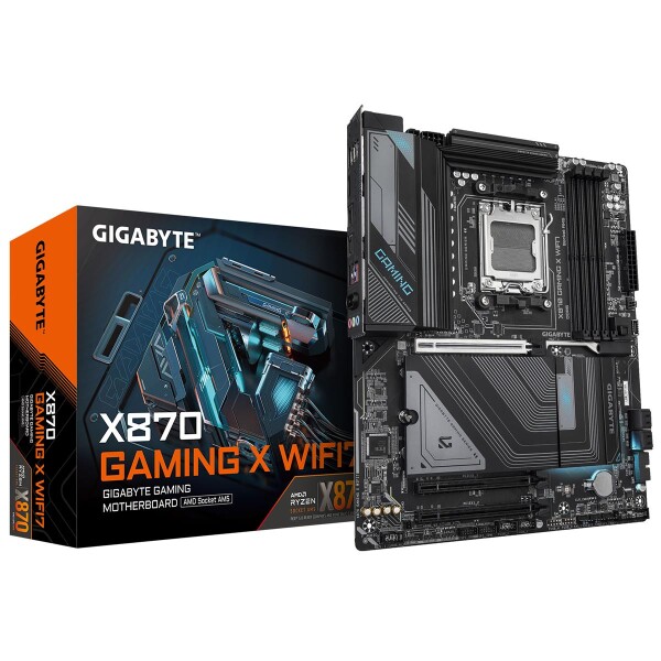Gigabyte X870 GAMING X WIFI7 Motherboard - Unterstützt AMD Ryzen 9000 CPUs, 16+2+2-Phasen VRM, bis zu 8000MHz DDR5 (OC), 1xPCIe 5.0 + 3xM.2, Wi-Fi 7, 2.5GbE LAN, USB 3.2 Gen 2x2, AMD, Sockel AM5, AMD Ryzen™ 7, Sockel AM5, 256 GB, DDR5-SDRAM
