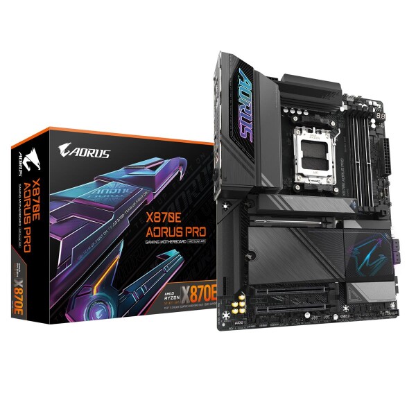 Gigabyte X870E AORUS PRO-Mainboard - Unterstützt AMD Ryzen 9000 CPUs, 16+2+2 Phasen Digital-VRM, bis zu 8000MHz DDR5 (OC), 4xPCIe 5.0 + 4xM.2, Wi-Fi 7, 2.5GbE LAN, USB 3.2 Gen 2x2, AMD, Sockel AM5, AMD Ryzen™ 7, Sockel AM5, 256 GB, DDR5-SDRAM