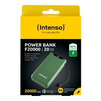 Intenso 7332057, 20000 mAh, Lithium Polymer (LiPo), Power Delivery, Quick Charge 3.0, 20 W, Grün