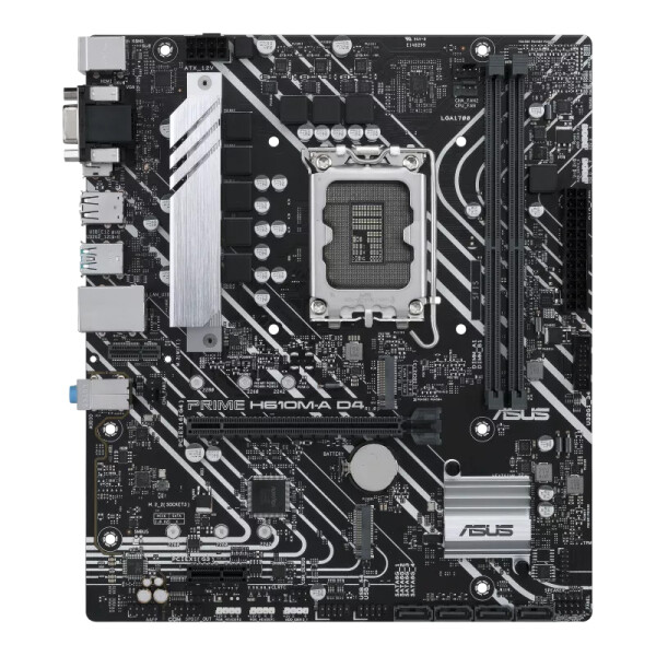 ASUS PRIME H610M-A D4-CSM, Intel, LGA 1700, Intel® Celeron®, Intel® Core™ i3, Intel® Core™ i5, Intel® Core™ i7, Intel® Core™ i9, Intel® Pentium®, DDR4-SDRAM, LPDDR3-SDRAM, 64 GB, DIMM