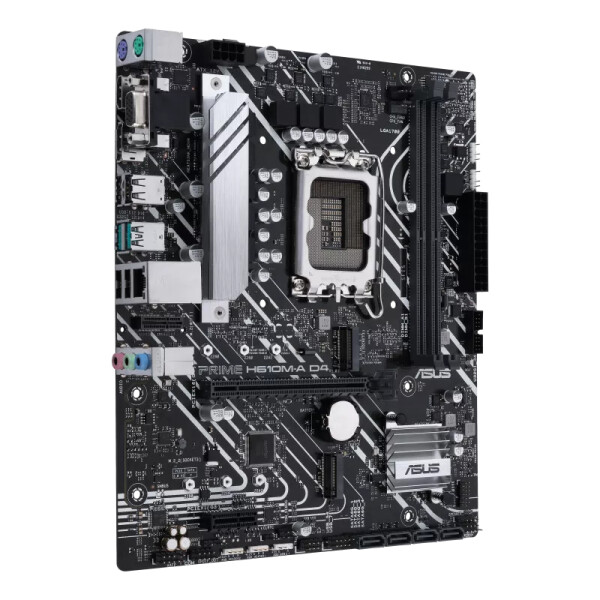 ASUS PRIME H610M-A D4-CSM, Intel, LGA 1700, Intel® Celeron®, Intel® Core™ i3, Intel® Core™ i5, Intel® Core™ i7, Intel® Core™ i9, Intel® Pentium®, DDR4-SDRAM, LPDDR3-SDRAM, 64 GB, DIMM